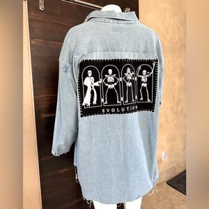 Upcycled Rivers End Evolution Distressed Denim Shacket-Light Blue, Sz Men's XXL